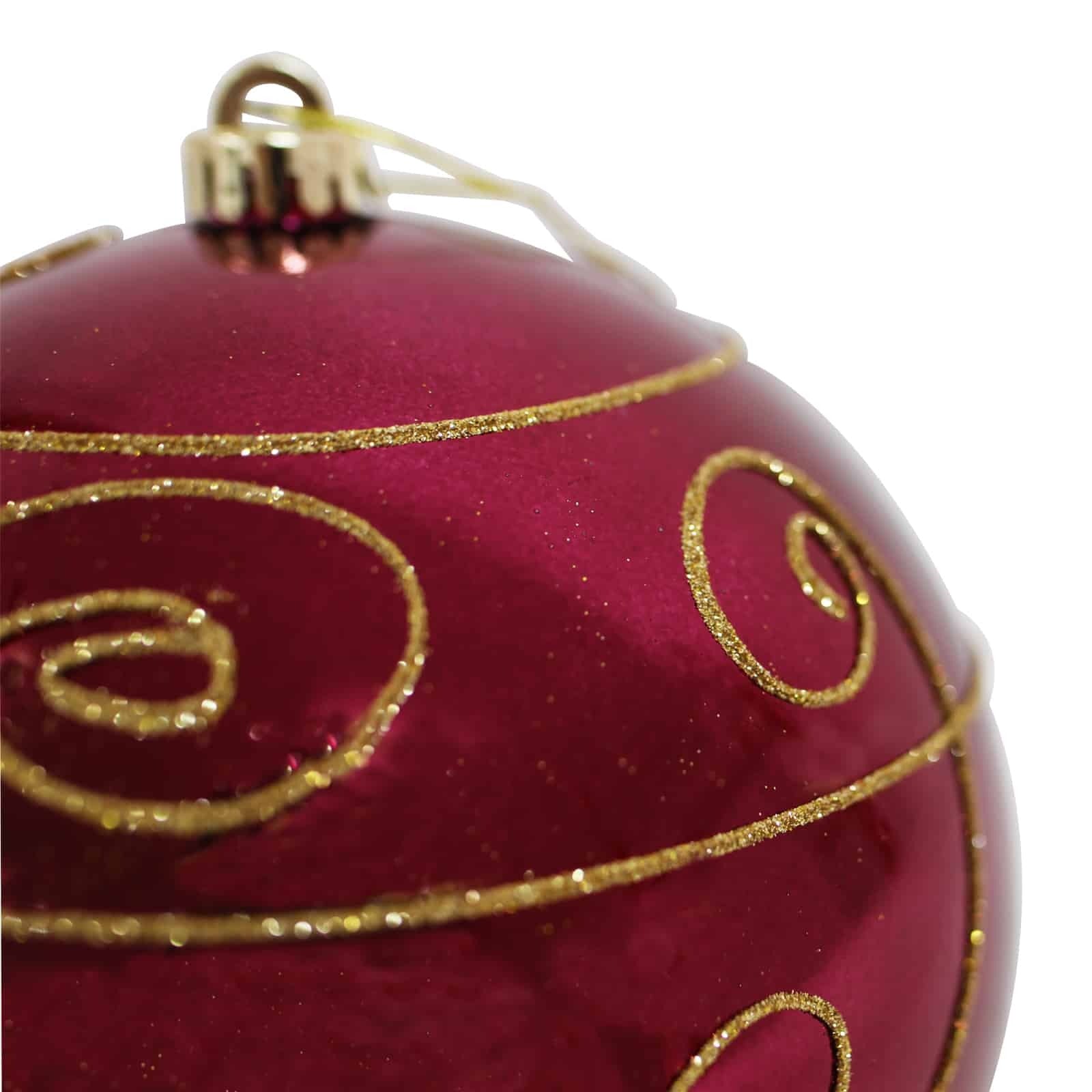 RED 300mm Christmas Bauble with Gold Swirl Gloss