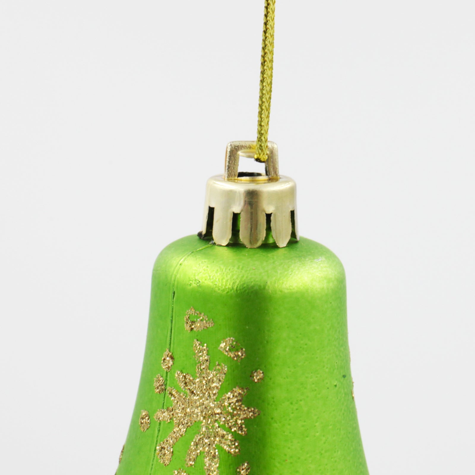 GREEN BELL SHAPED BAUBLES With GOLD 75mm