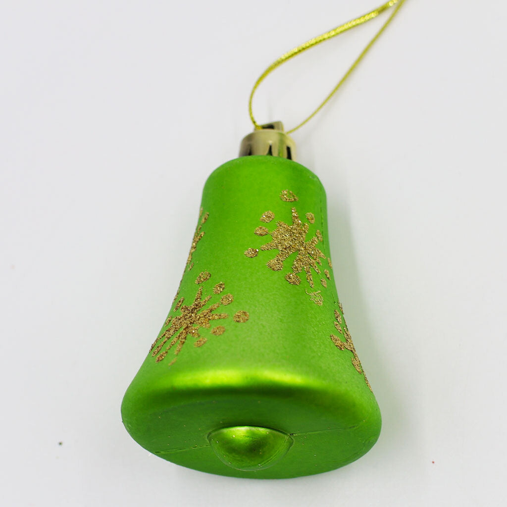 GREEN BELL SHAPED BAUBLES With GOLD 75mm