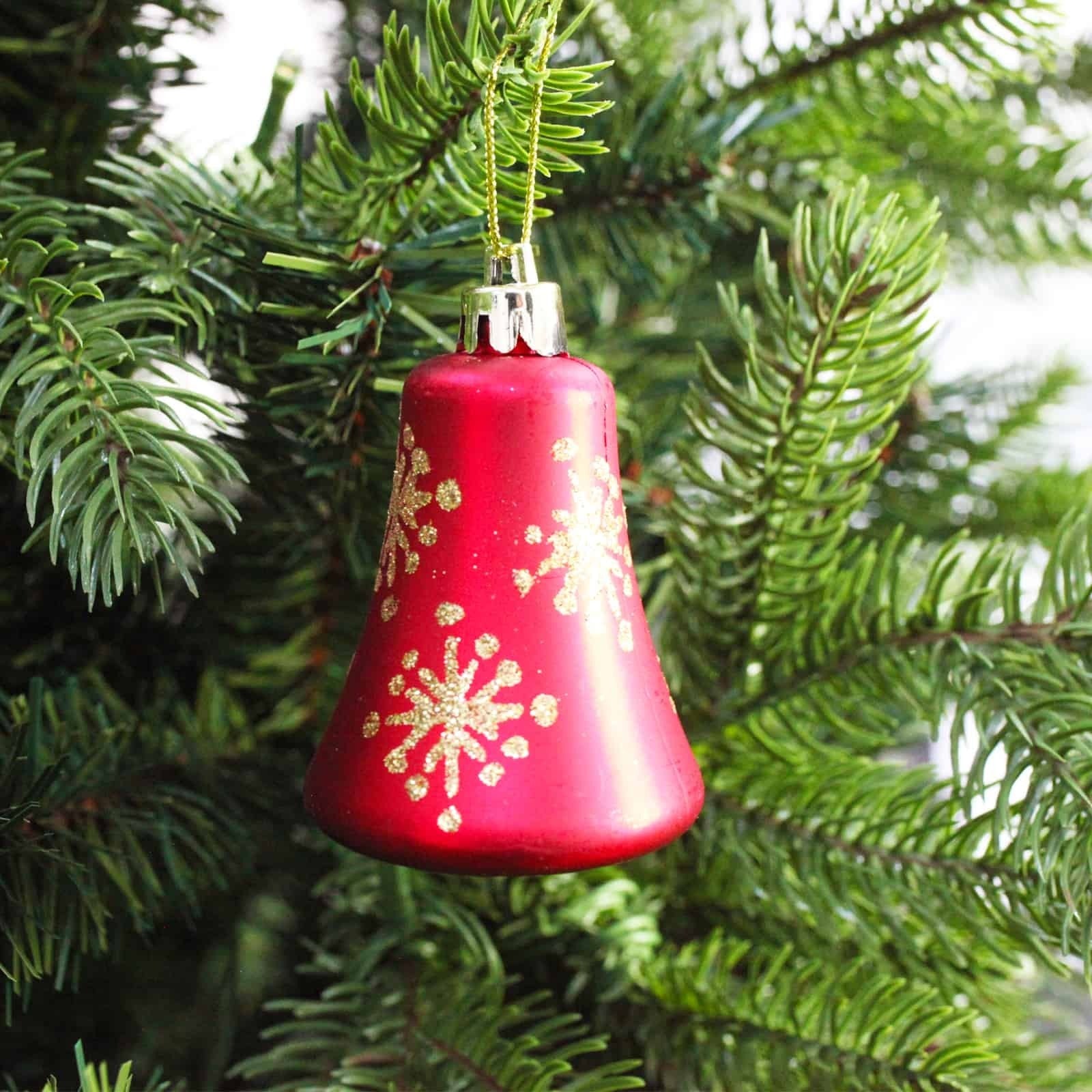 RED BELL SHAPED BAUBLES  With GOLD 75mm