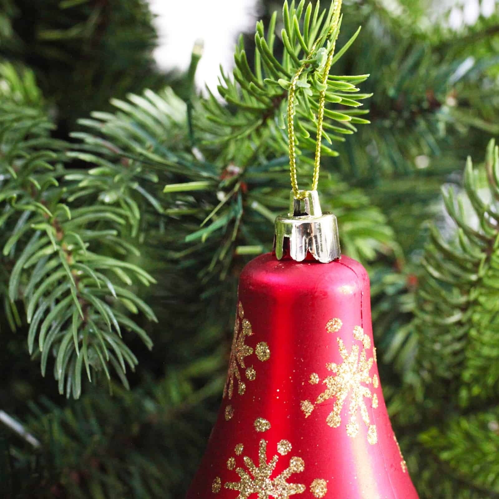 RED BELL SHAPED BAUBLES  With GOLD 75mm