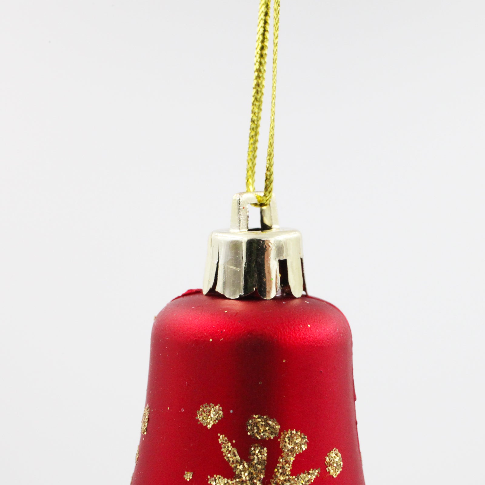 RED BELL SHAPED BAUBLES  With GOLD 75mm