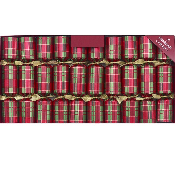 Christmas Tartan Bon Bons Pack Of 10 With Novelty Toys / Games