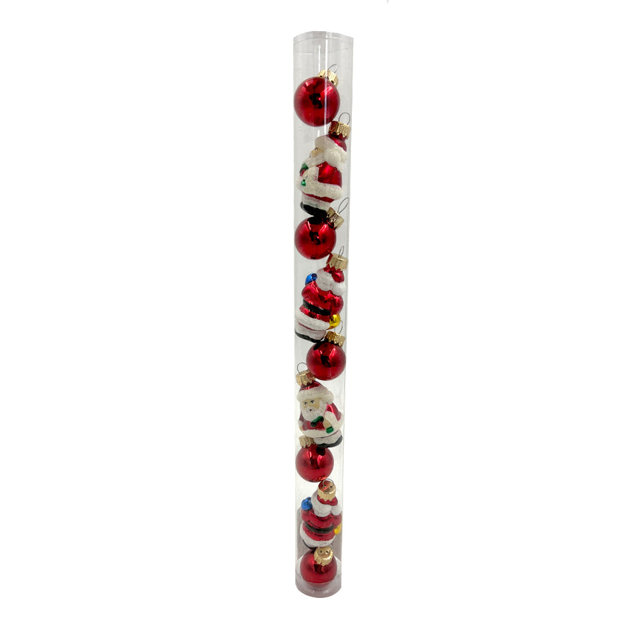 Glass Christmas Bauble single Mini figure ball - 18 / tube Santa