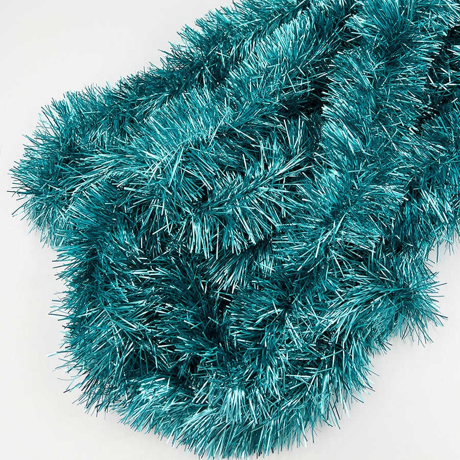 50M FROSTED TEAL Christmas Tinsel 75mm wide