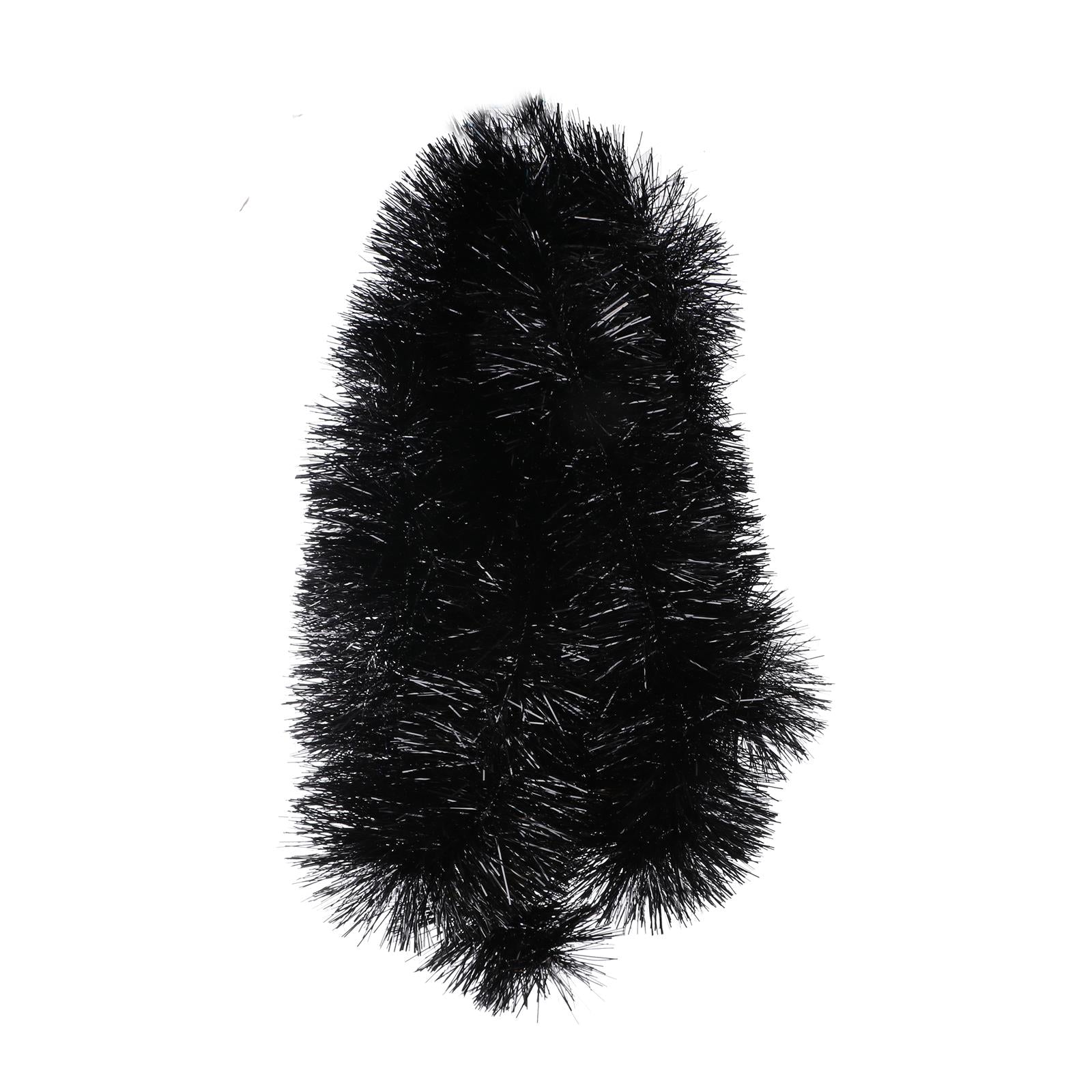 5m BLACK Christmas Tinsel 75mm wide
