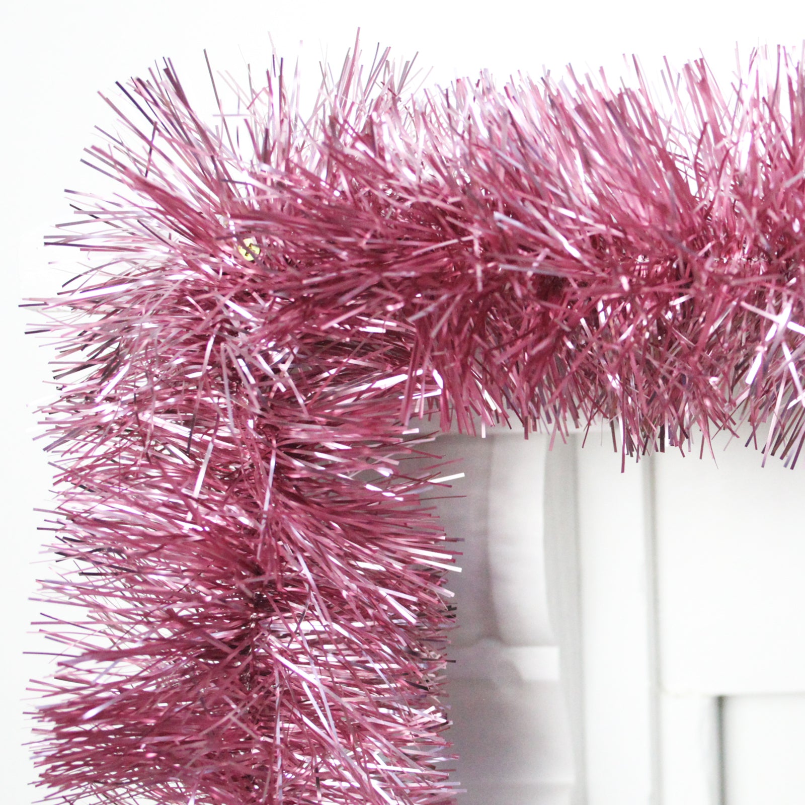 5m FROSTED PINK Christmas Tinsel 75mm wide