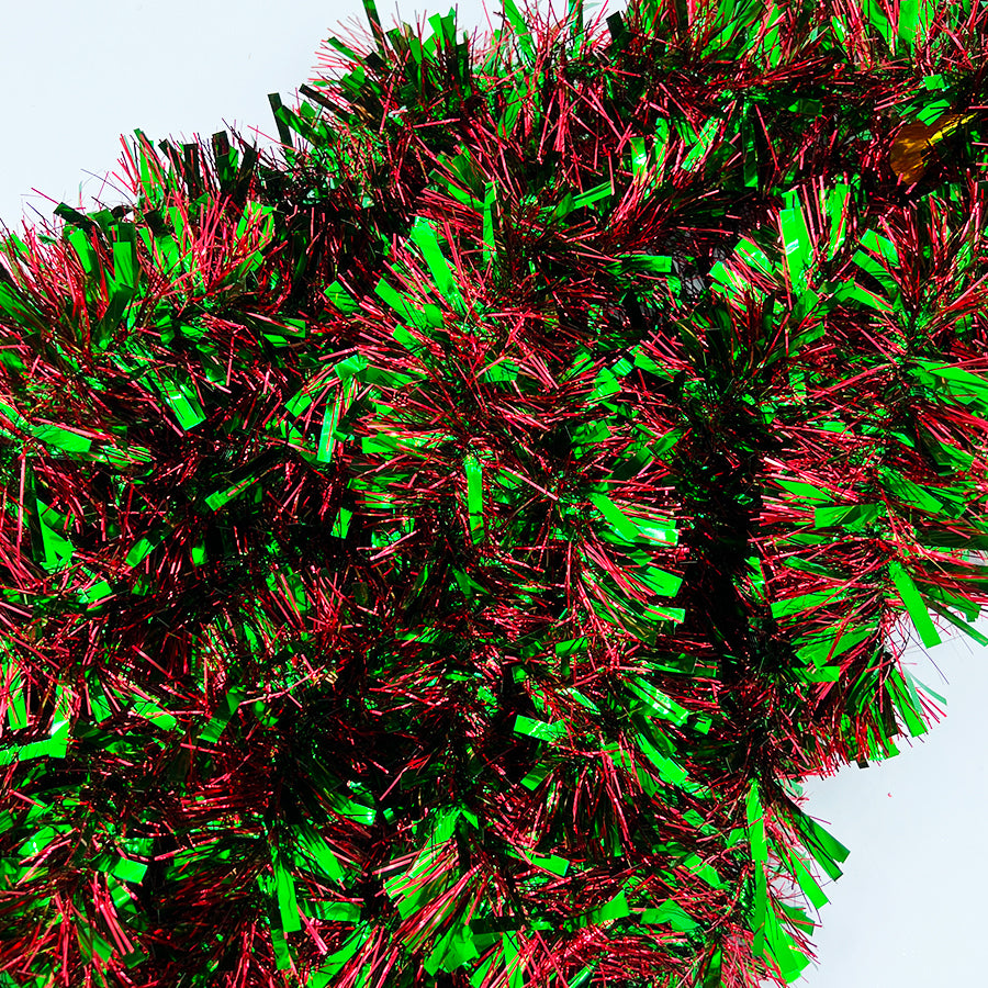 5m RED GREEN Mix Christmas Tinsel 75mm wide
