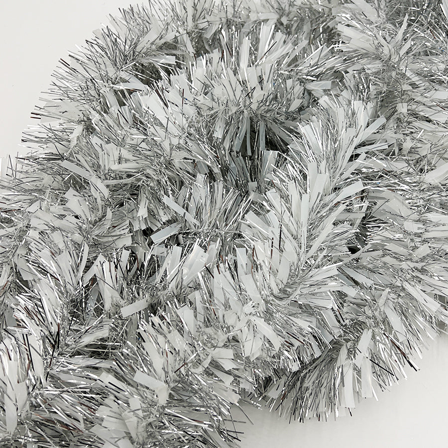 5m WHITE SILVER Christmas Tinsel 75mm wide