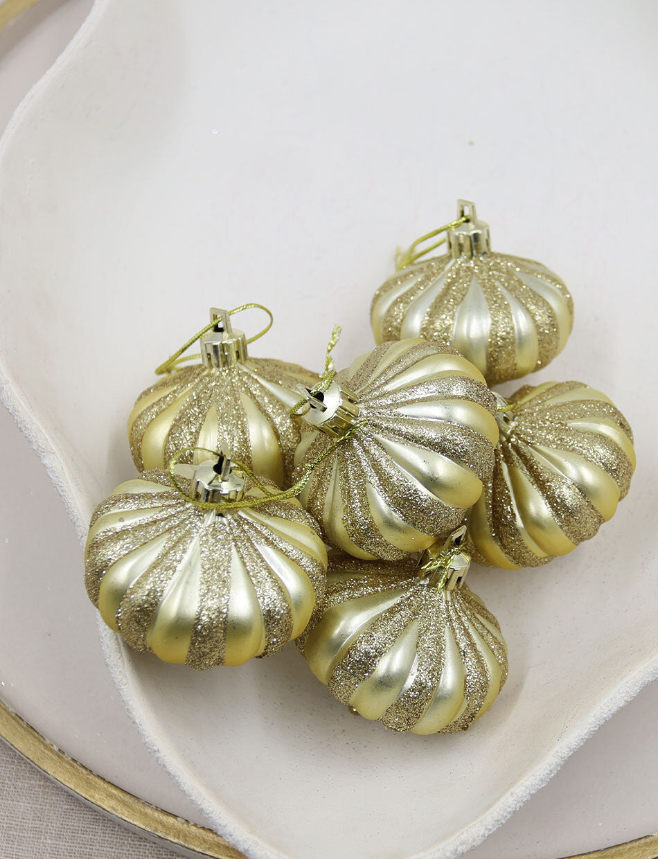 Gold Onion Shaped Christmas Baubles 6 Pack