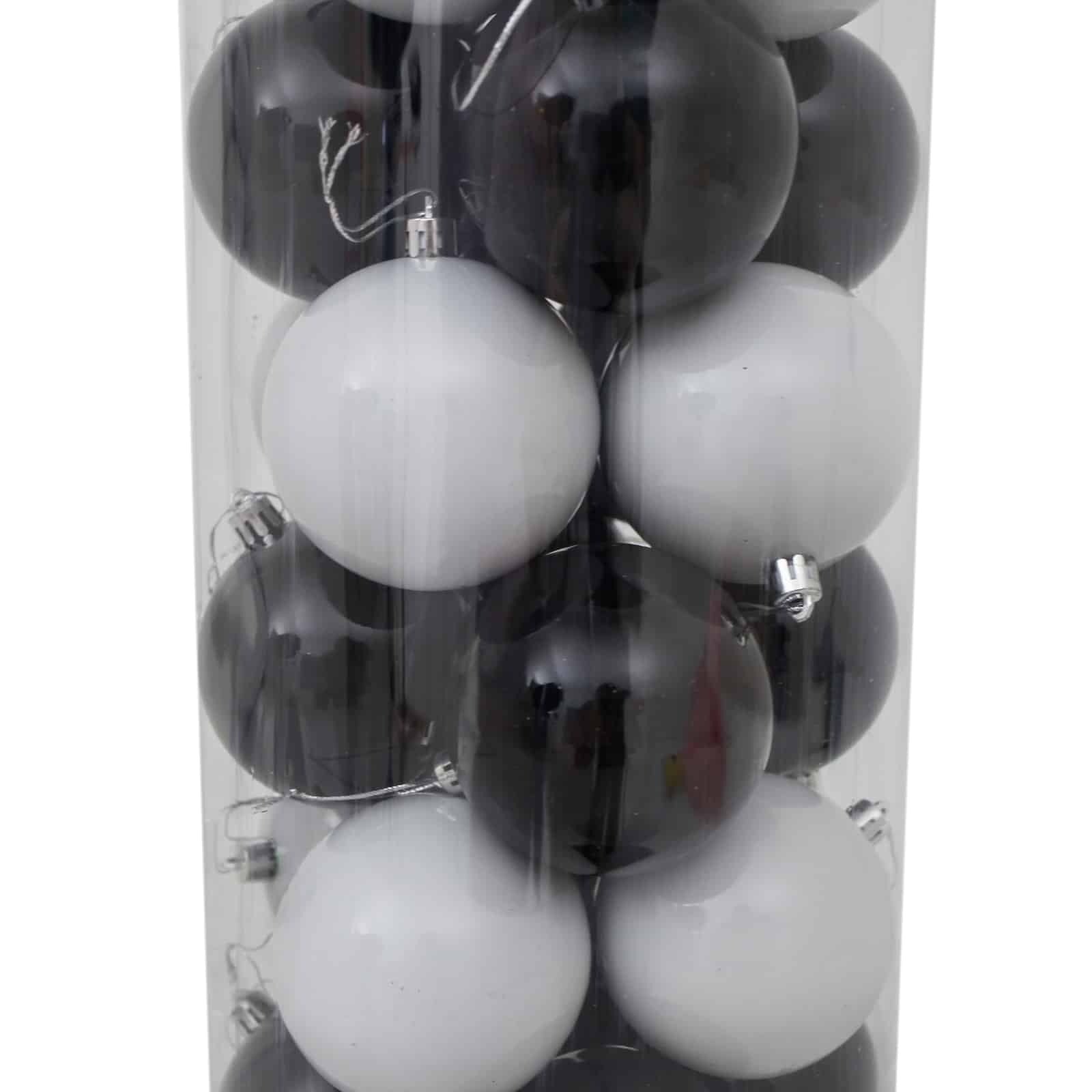 BLACK & WHITE Christmas Baubles 80mm