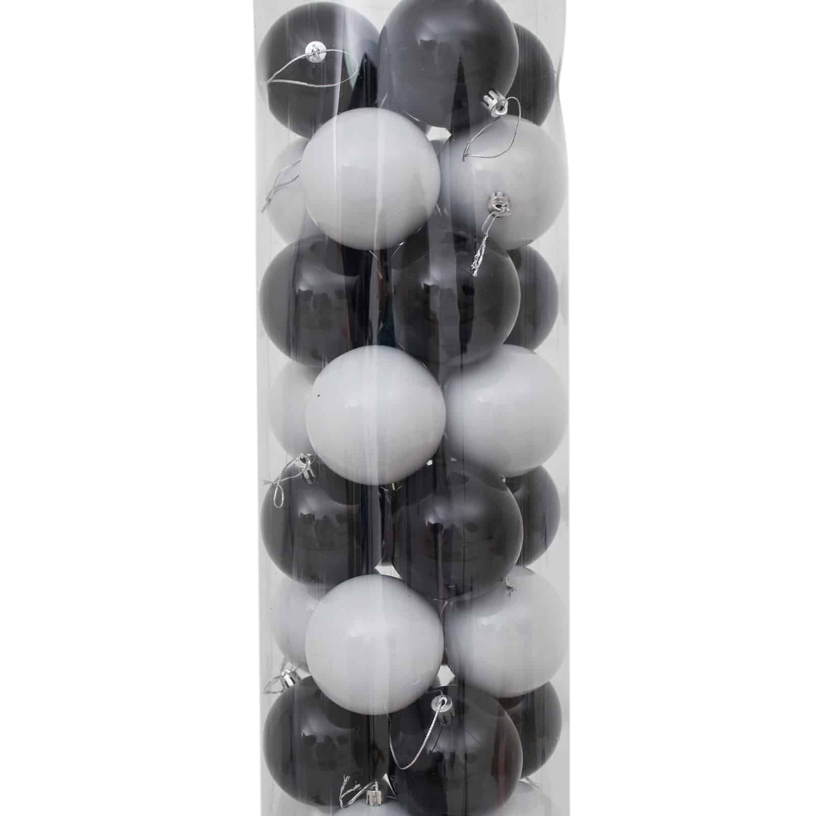 BLACK & WHITE Christmas Baubles 80mm