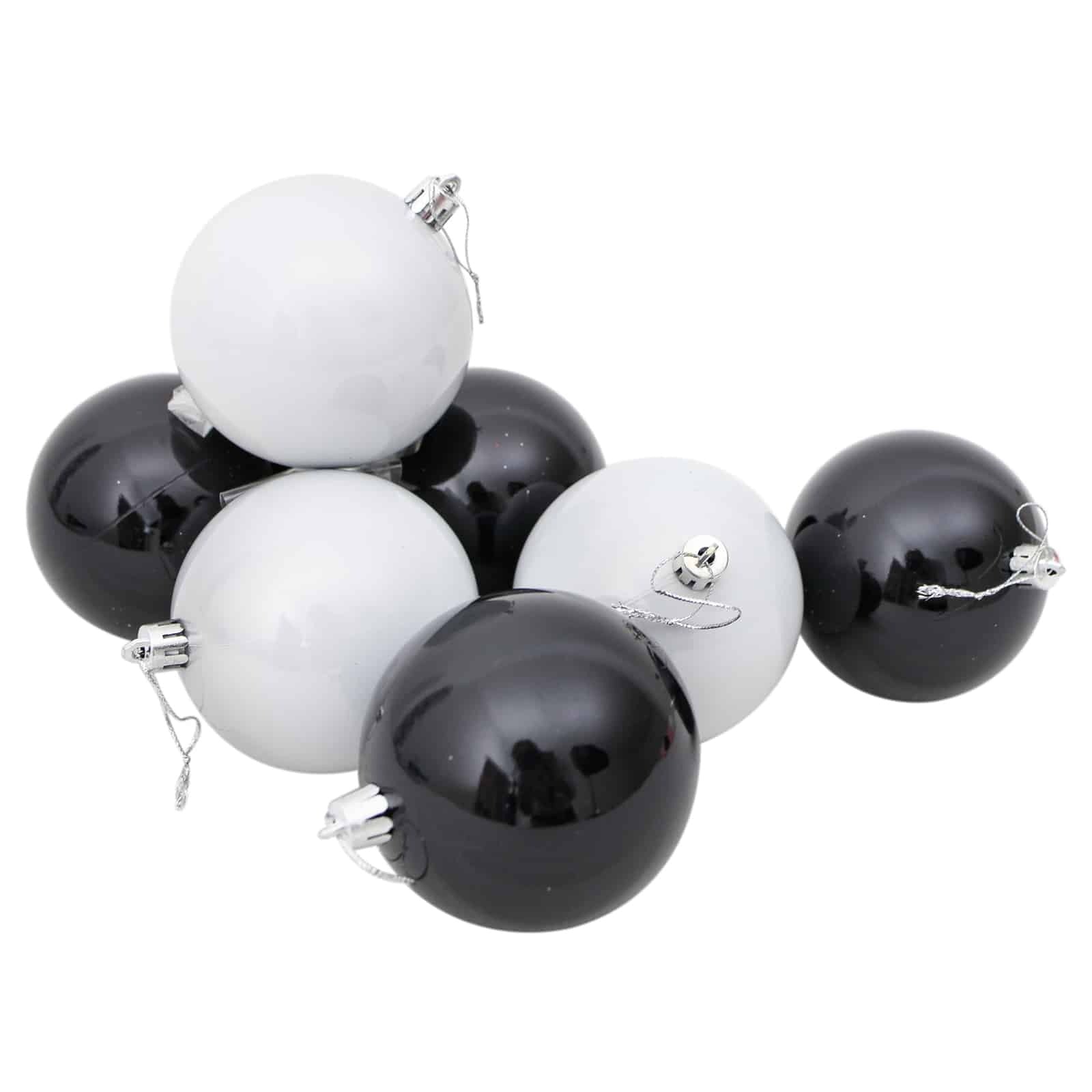 BLACK & WHITE Christmas Baubles 80mm