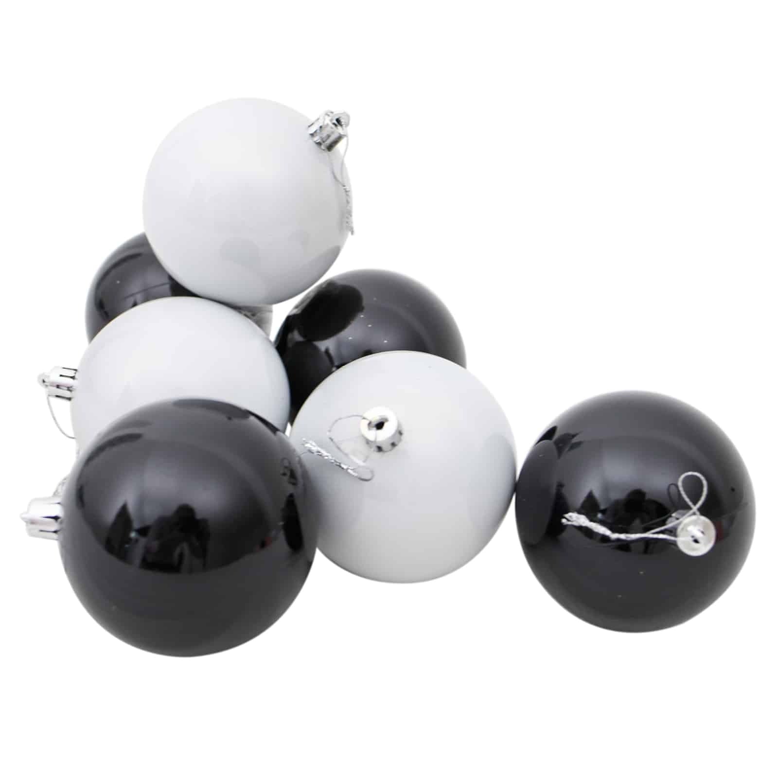 BLACK & WHITE Christmas Baubles 80mm
