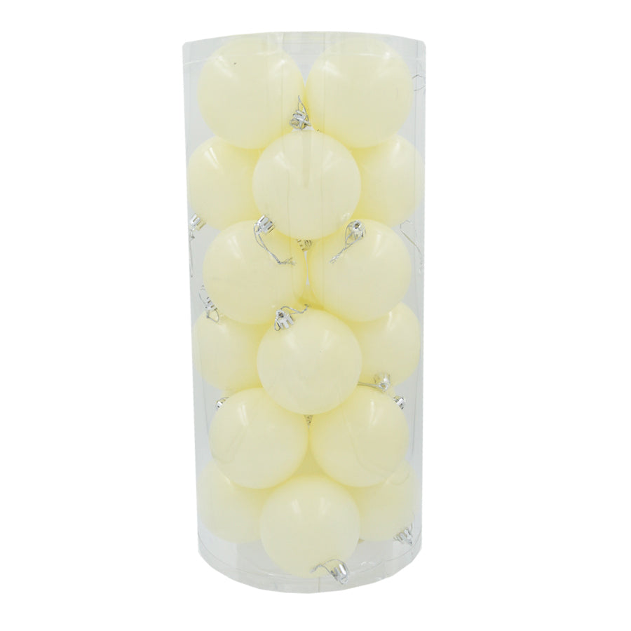 Pastel Yellow Christmas Baubles 80mm Pearl 24 & 48 Packs