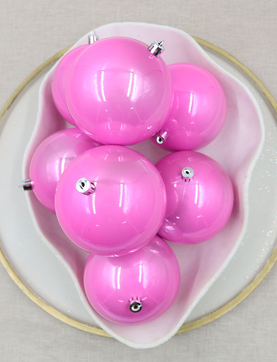 Baby Pink Christmas Baubles Pearl 100mm