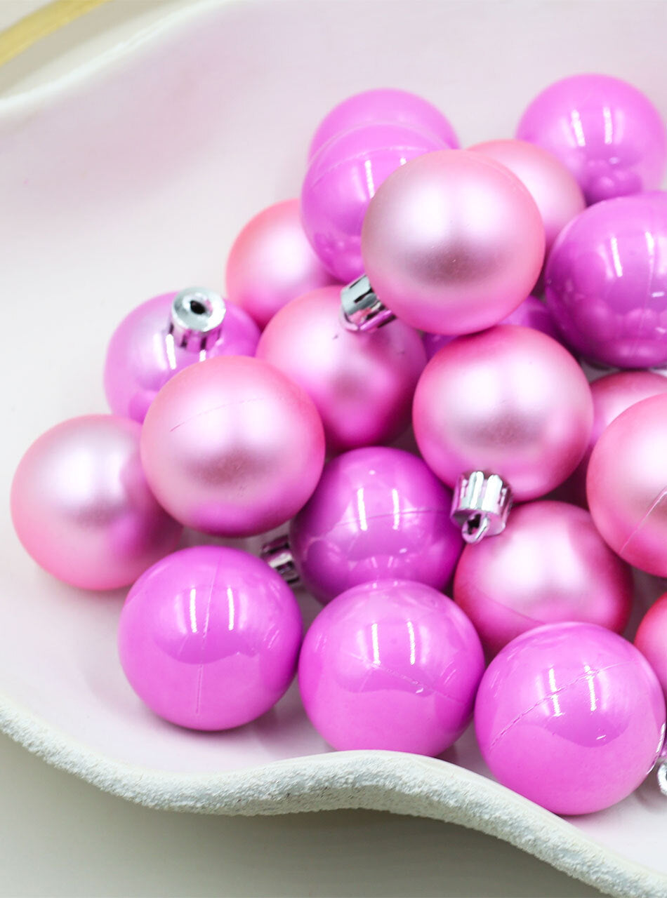 BABY PINK 40mm Christmas Baubles Pearl Matt 24 pack