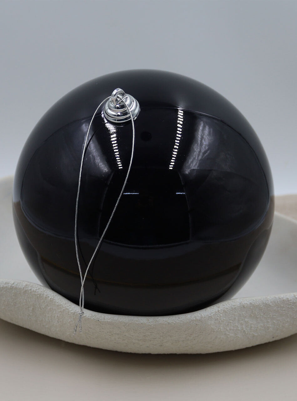 BLACK Christmas Baubles Pearl 200mm 4 Pack