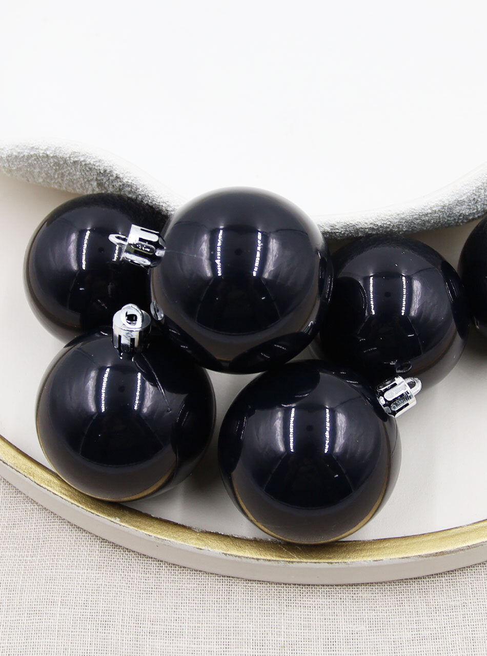 BLACK Christmas Baubles 60mm Gloss Packs