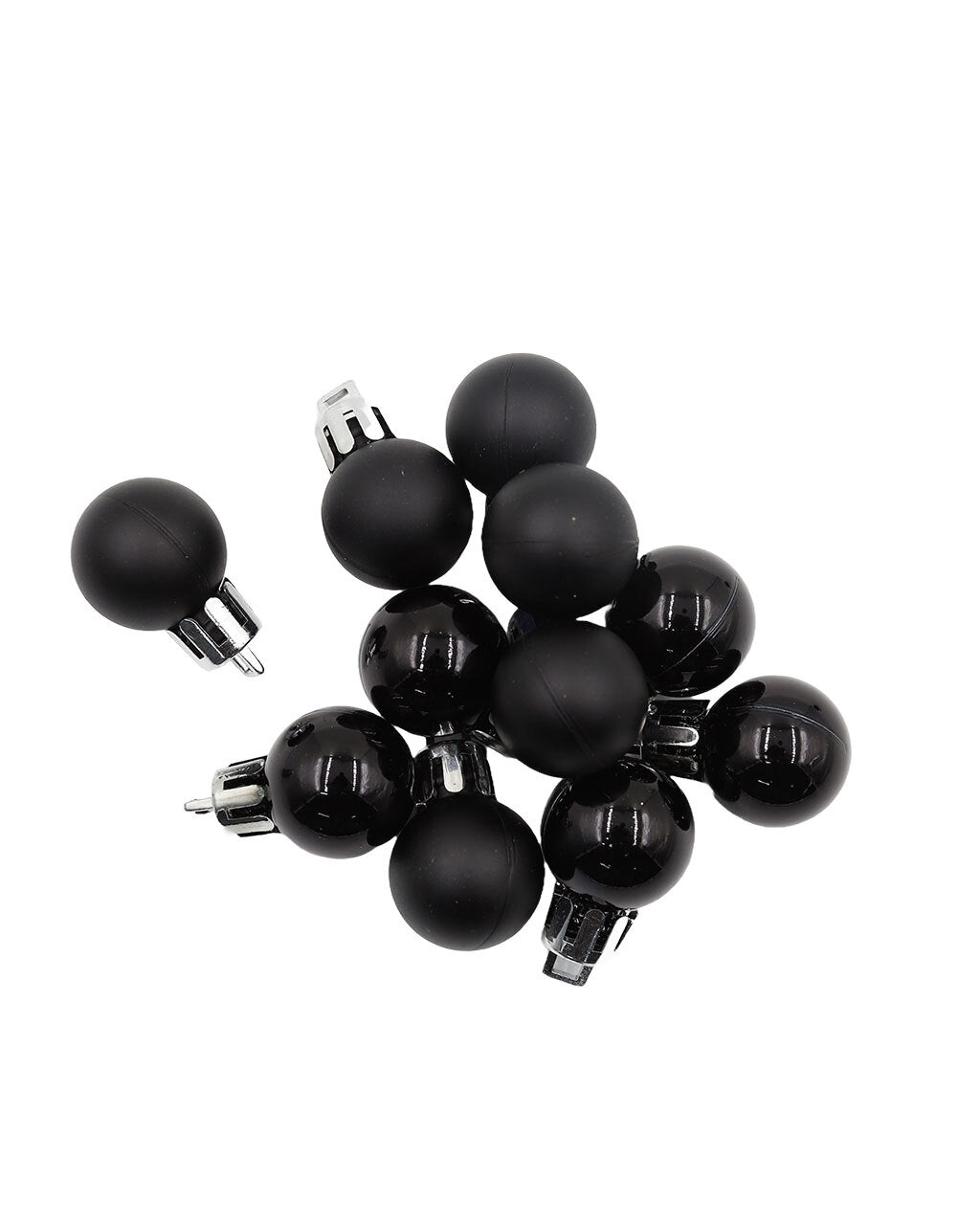 Black 20mm Christmas Baubles Pearl Matt 30 Pack