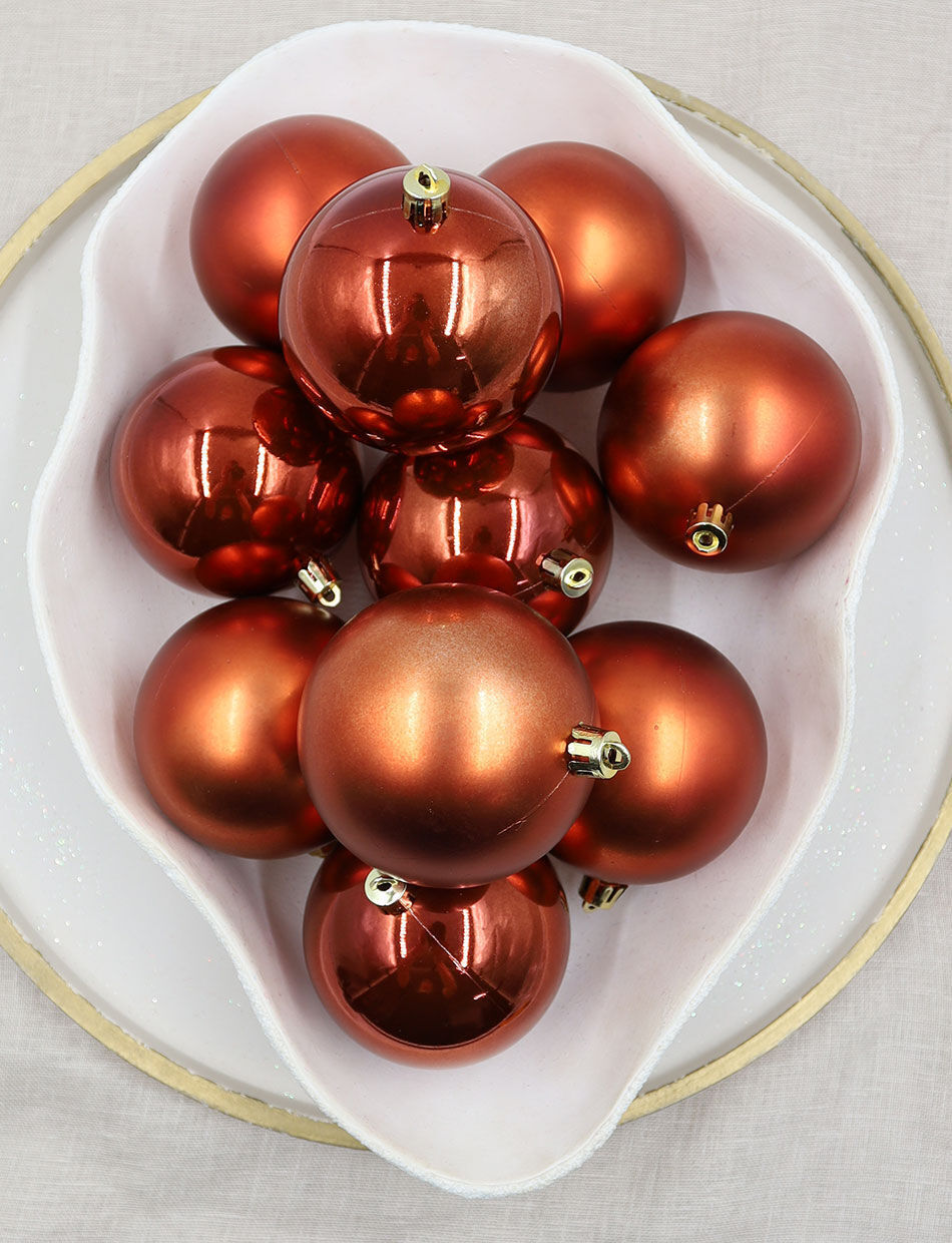 Burnt Orange Christmas Baubles 60mm 48 Pack Pearl Matt