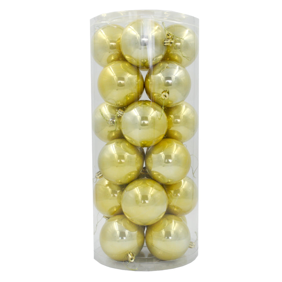 PALE GOLD  80mm  Christmas Baubles Pearl 24 & 48 Packs