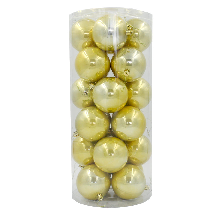 PALE GOLD  80mm  Christmas Baubles Pearl 24 & 48 Packs