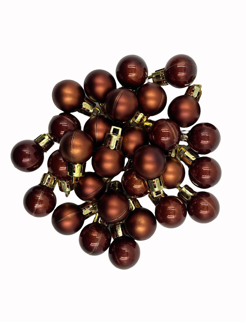 COFFEE 20mm Christmas Baubles Pearl Matt 30 Pack