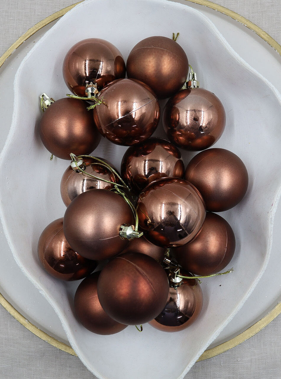 COFFEE 60mm Christmas Baubles Gloss Matt 16 Pack