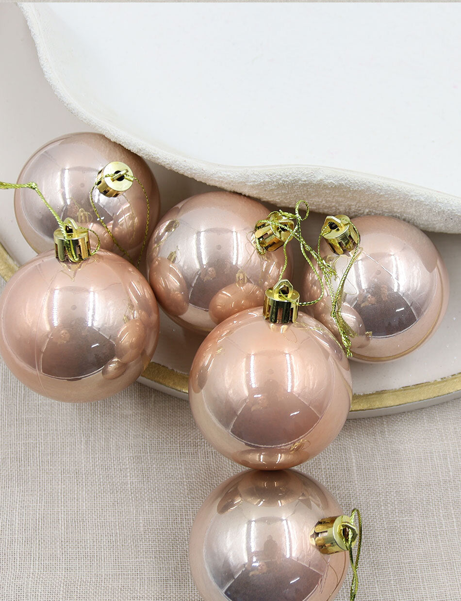 Copper Christmas Baubles 60mm Pearl Packs