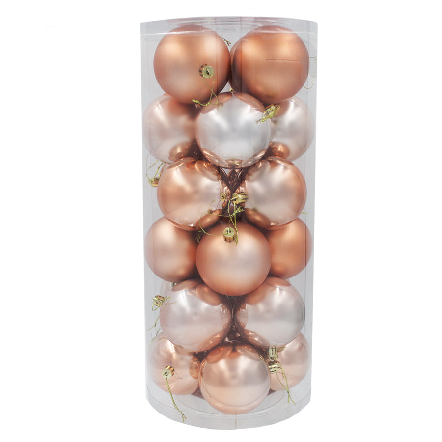 Copper Christmas Baubles 70mm Gloss Pearl Matt Packs
