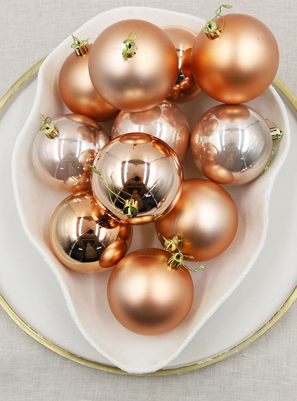 Copper Christmas Baubles 80mm 24 & 48 Packs
