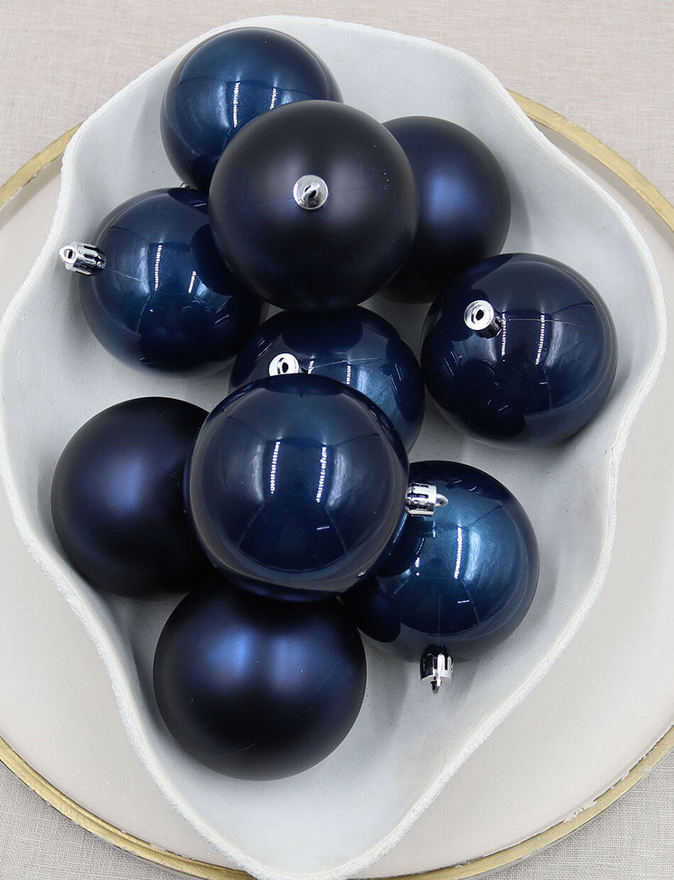 Dark Blue Christmas Baubles 80mm Pearl Matte 24 & 48 Packs