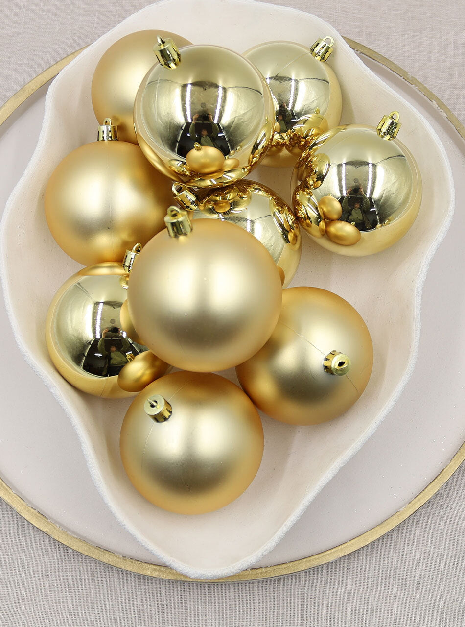 GOLD 80mm Christmas Baubles Gloss Matt 24 Pack