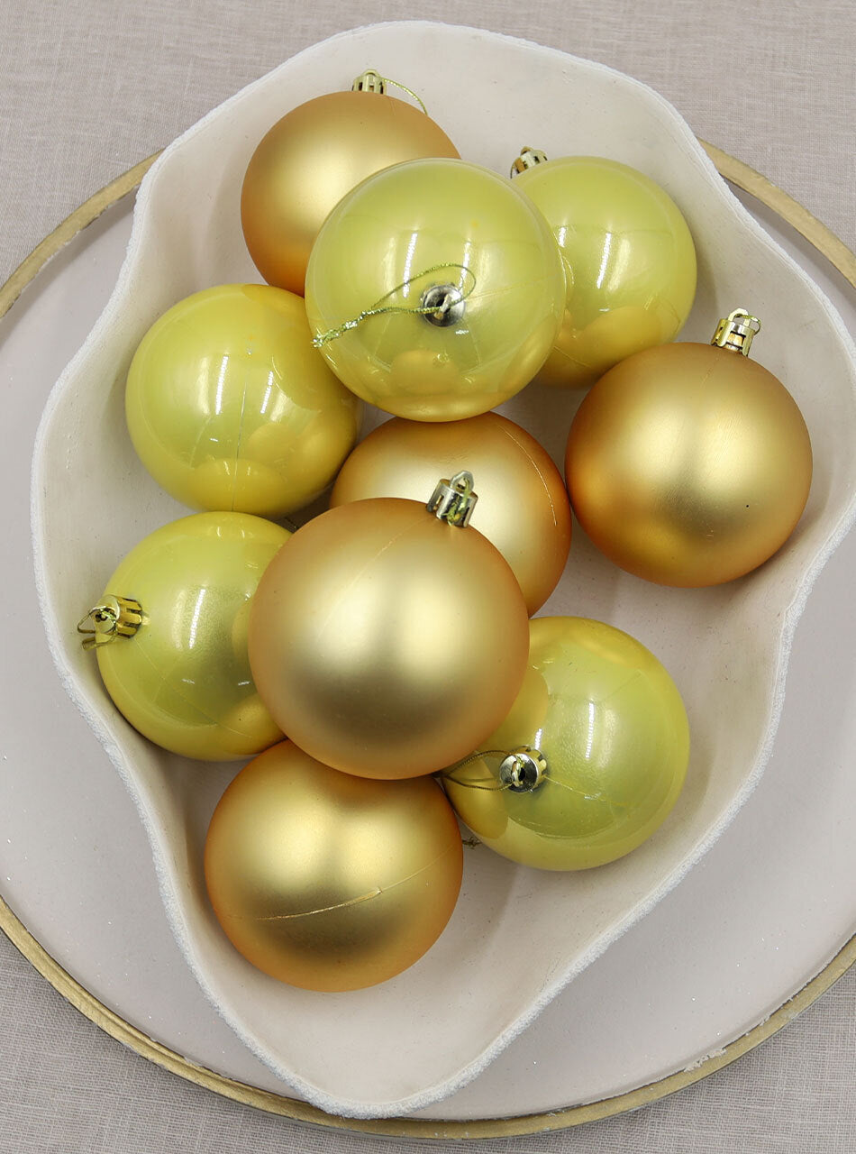 Gold Christmas Baubles 80mm Pearl Matt 48 Pack