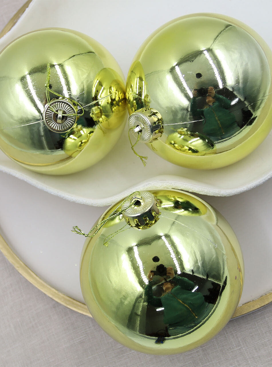 150mm Christmas Baubles GOLD 3 Balls Gloss