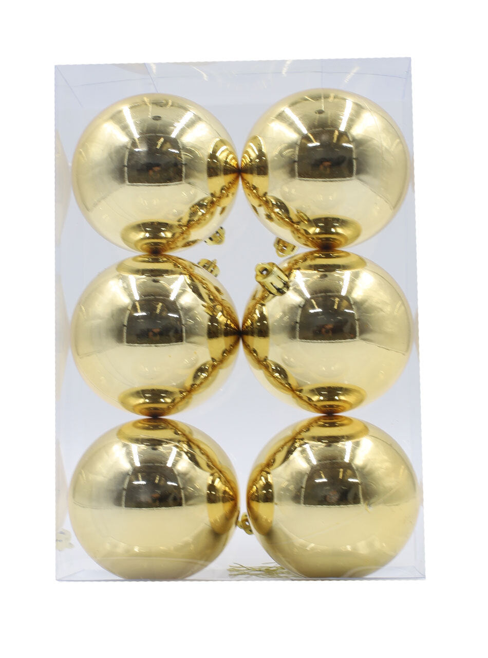 Gold Christmas Baubles 60mm 6 Pack Gloss