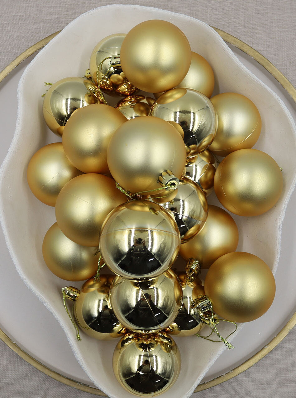 GOLD Christmas Baubles 60mm Gloss and Matt 24 and 48 Packs
