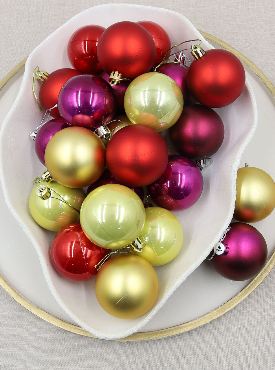 Gold / Red / Burgundy Christmas Baubles 70mm