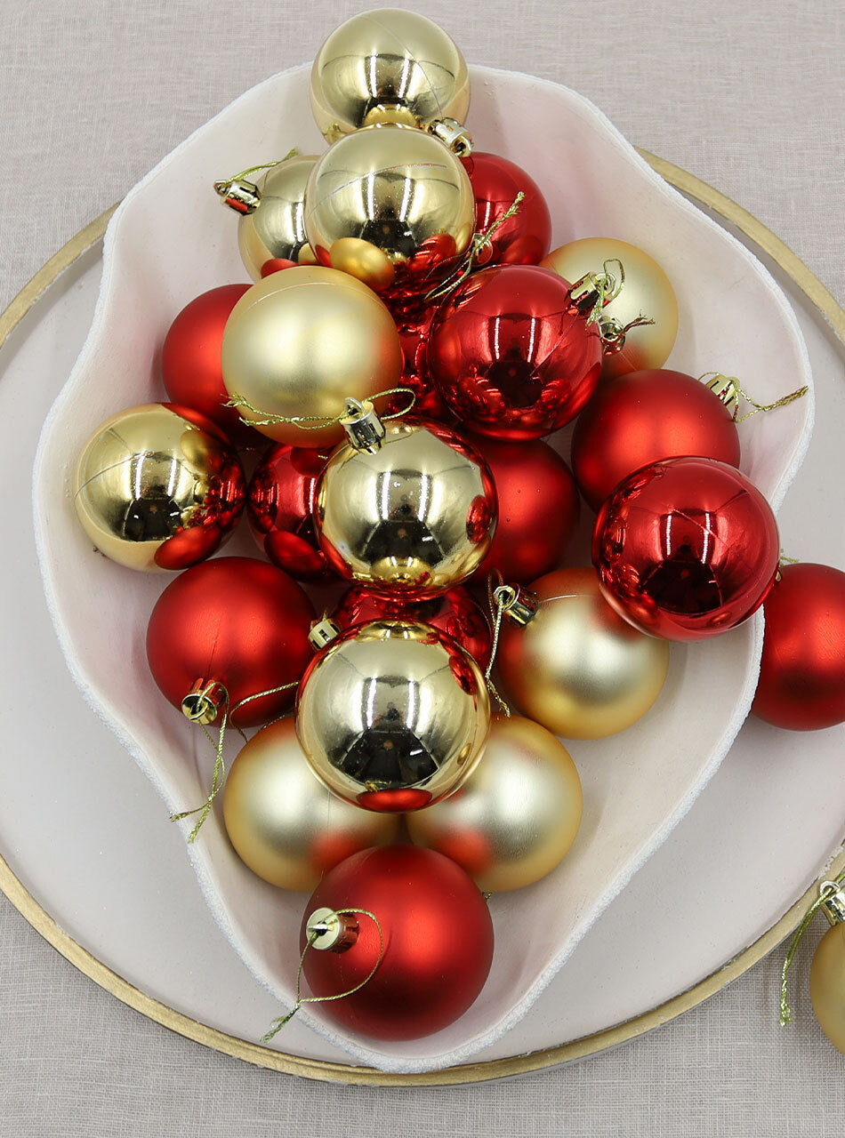 Gold Red Christmas Baubles 60mm Gloss Matt Packs