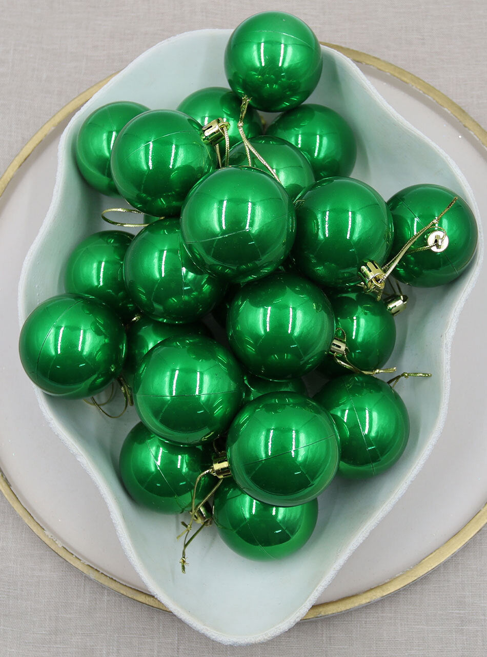 Green Christmas Baubles 60mm Pearl Packs