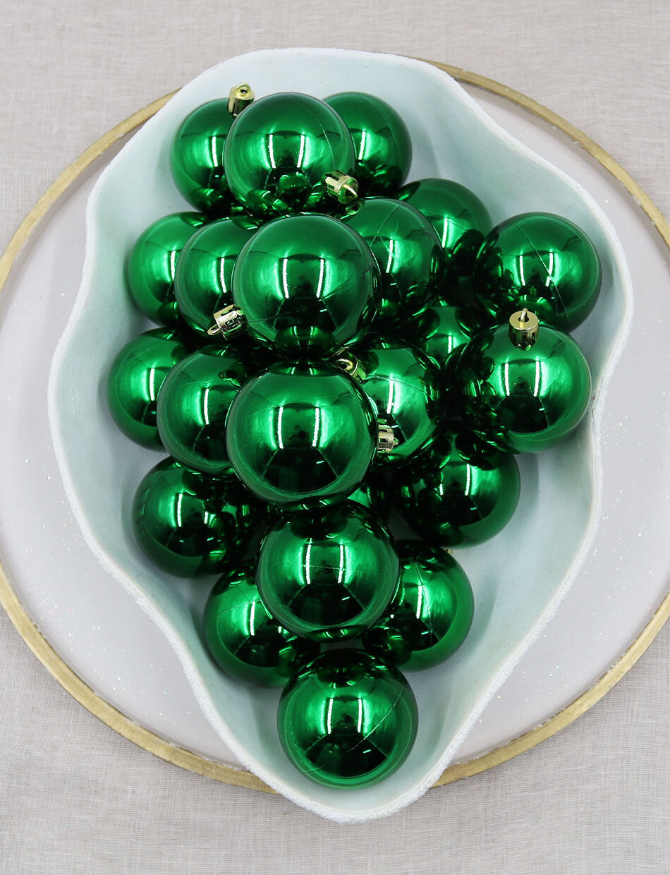 GREEN 60mm Christmas Baubles Gloss Packs