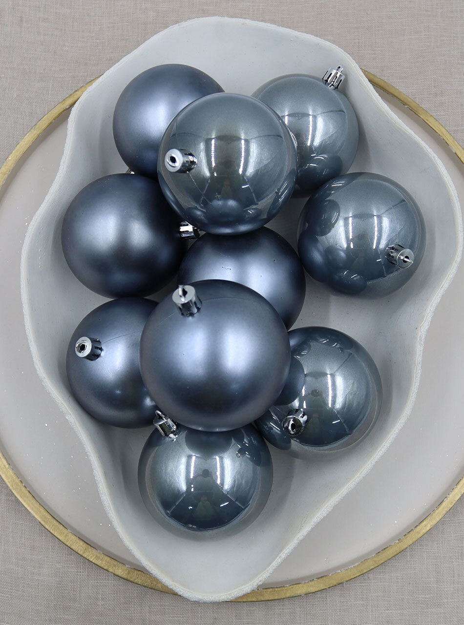 GREY Christmas Baubles 80mm Pearl Matt 24 & 48 Packs