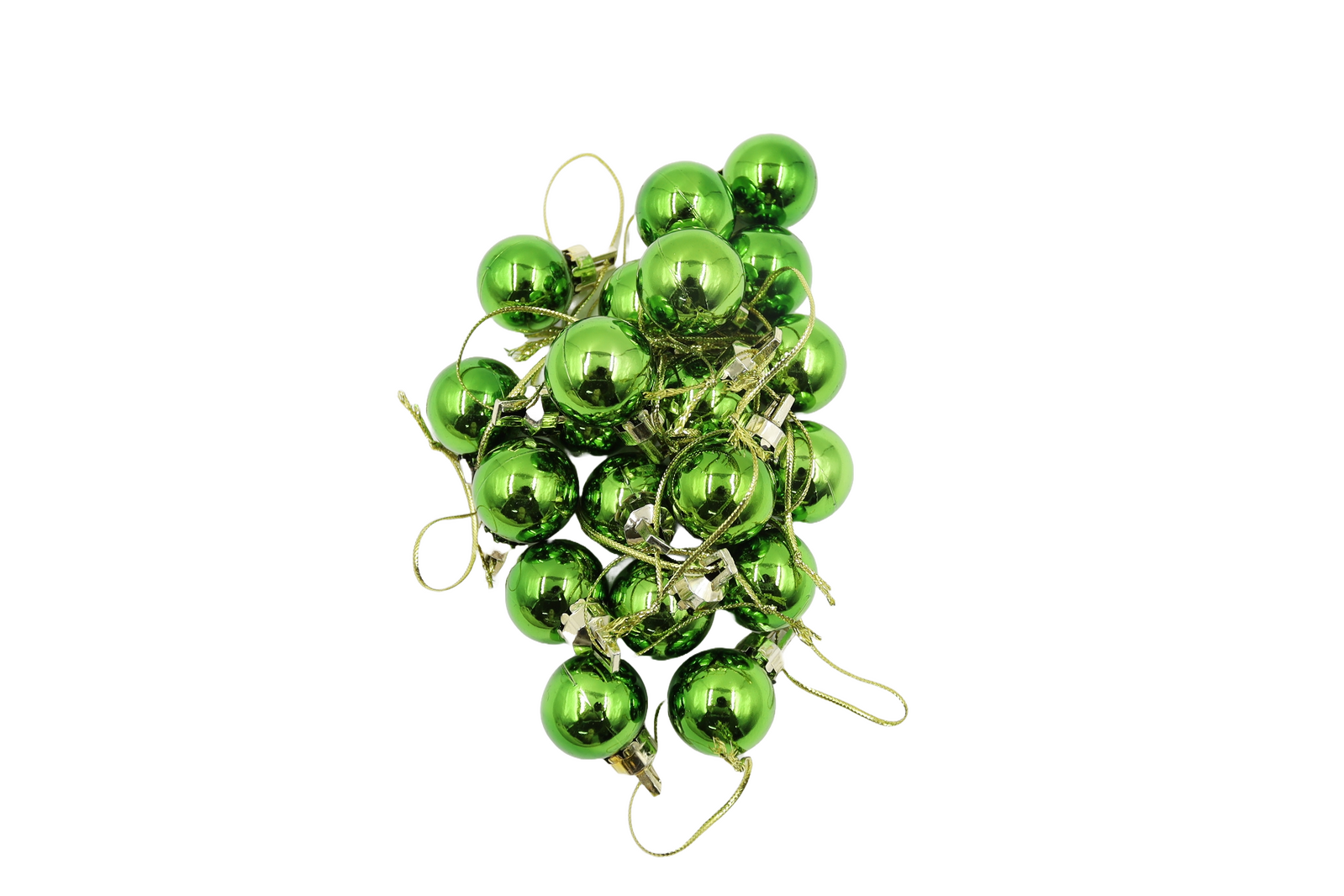 GREEN 25mm Christmas Baubles Gloss 18 pack