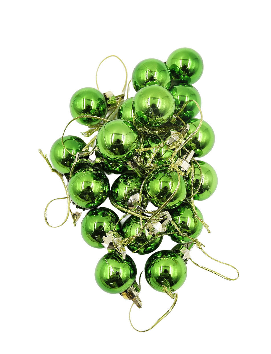 GREEN 25mm Christmas Baubles Gloss 18 pack