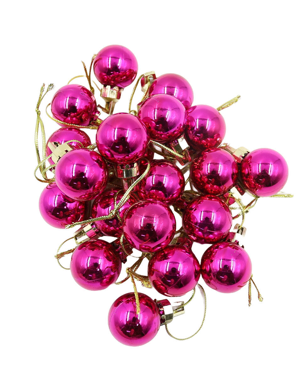 HOT PINK 25mm Christmas Baubles Gloss 18 pack