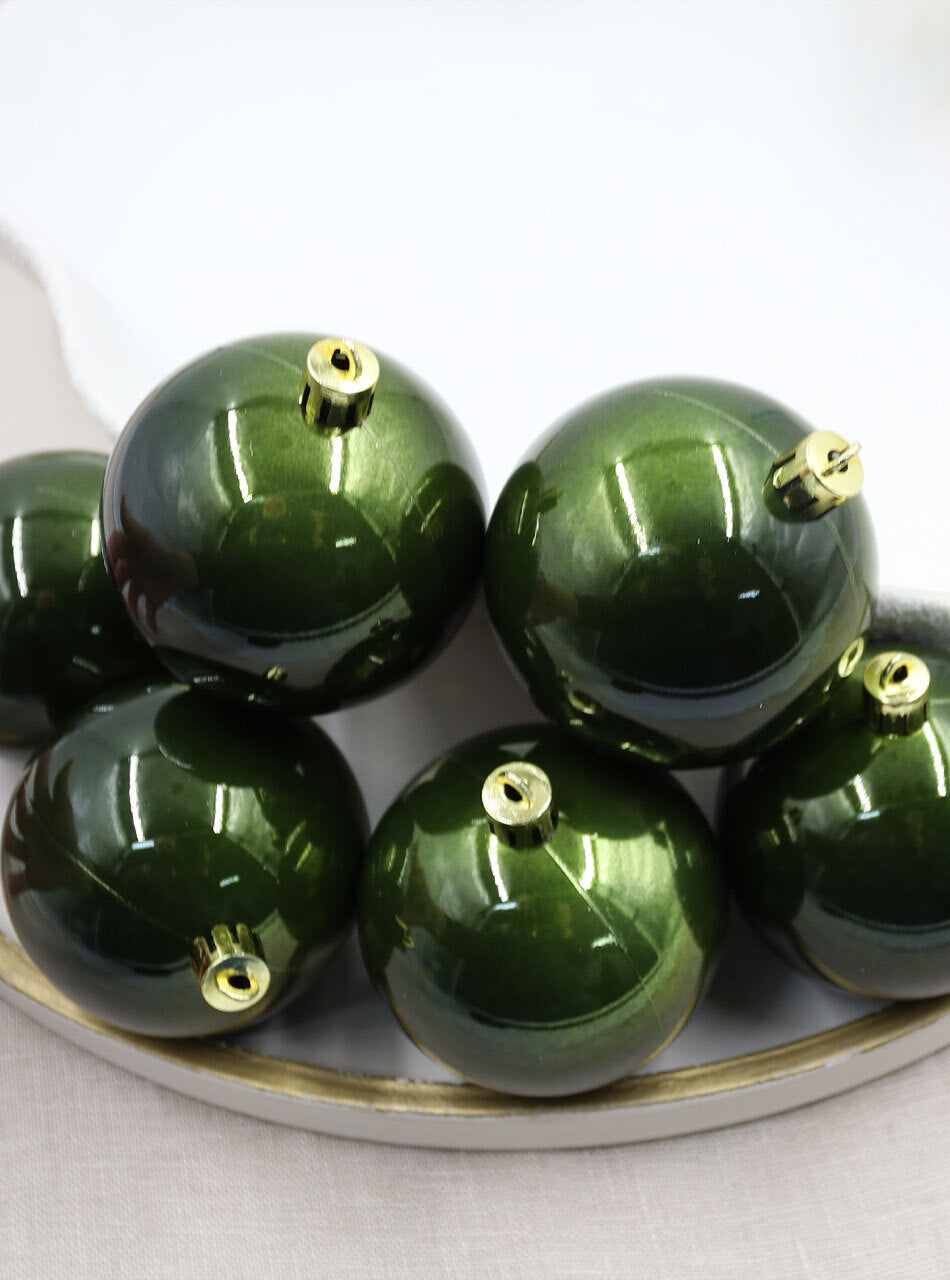 Khaki Christmas Baubles 60mm Pearl 6 Pack