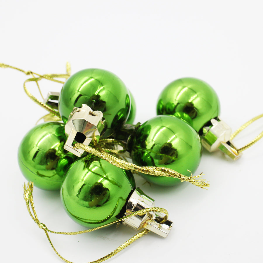 LIME GREEN 25mm Christmas Baubles Gloss 18 pack