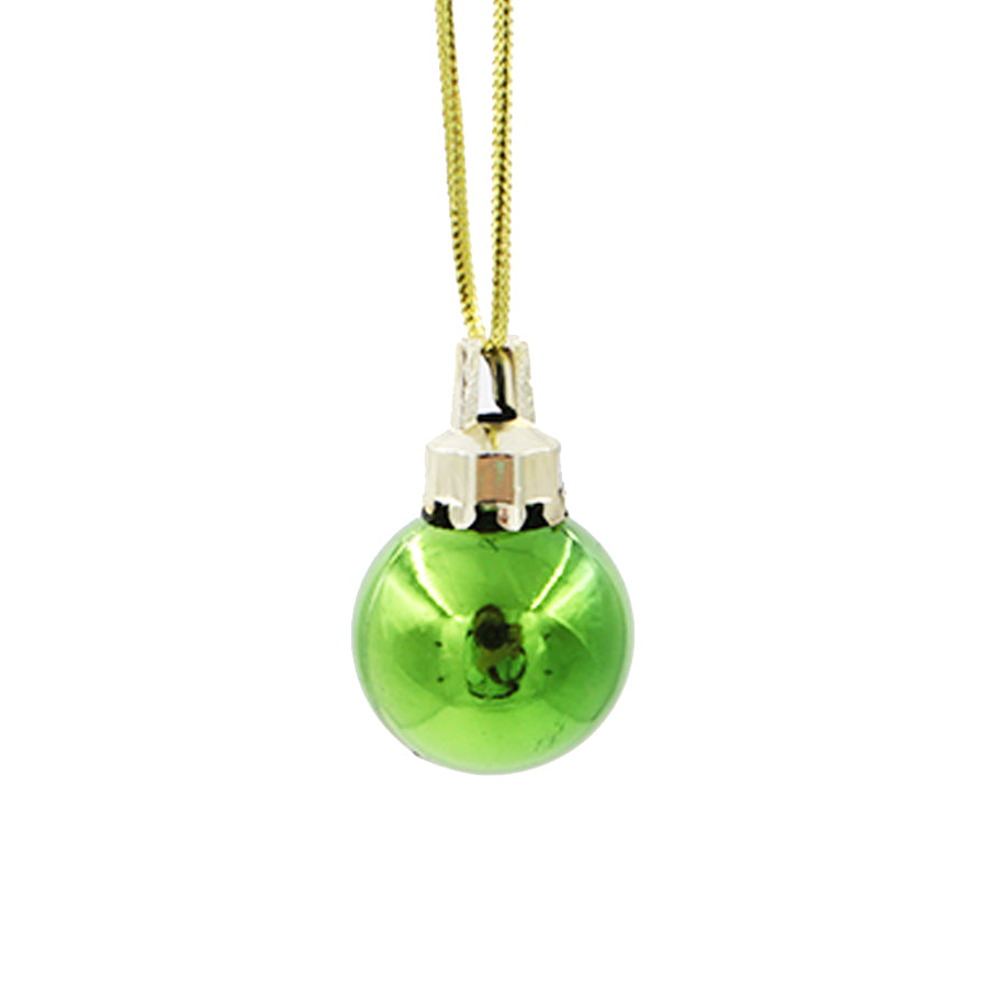 LIME GREEN 25mm Christmas Baubles Gloss 18 pack