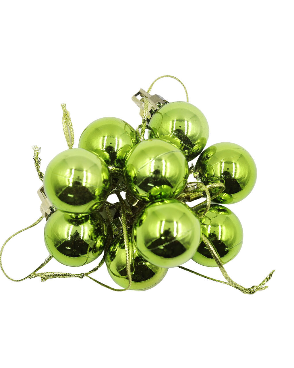 LIME GREEN 25mm Christmas Baubles Gloss 18 pack